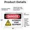 Signmission Automatic Start Equipment Danger Sign, Vinyl Decal, 14in W x 10in L, 2PK OS-2PACK-DS-D-1014-L-1037 - alternate 6